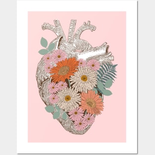 Vintage Floral Heart Posters and Art